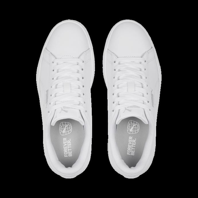 Baskets En Cuir Smash 3.0 Jeunesse Puma Canada Blanc-cool Gris Clair
