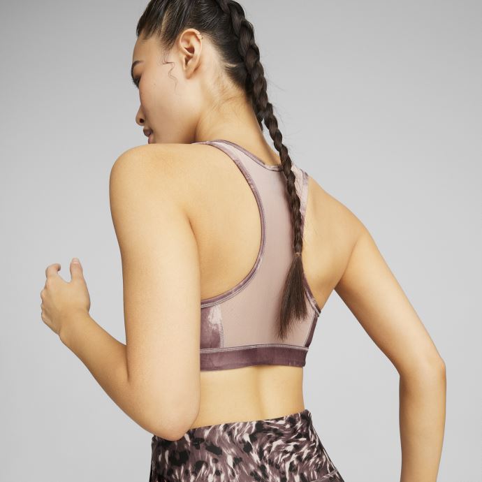 Puma Canada Mid 4keeps Soutien-gorge D'entraînement Graphique Pour Femmes Prune Poussiéreuse-rose Quartz Aop