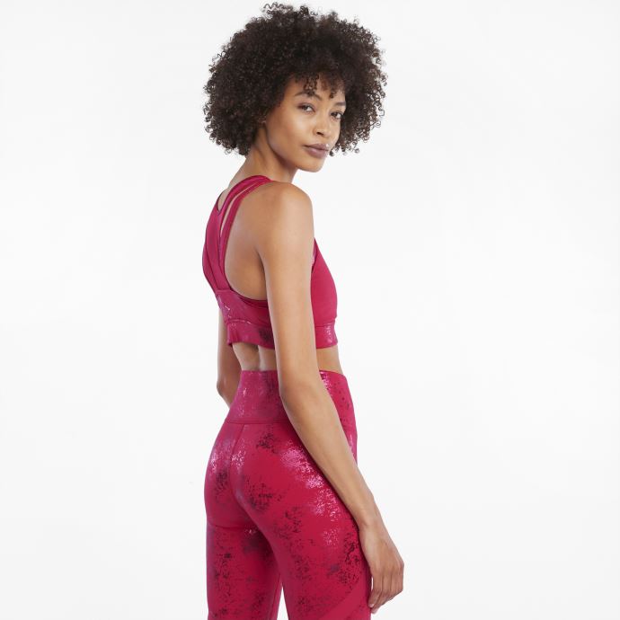 Puma Canada Persian Red-mat Foil Print Fashion Luxe Ellavate Soutien-gorge De Sport Pour Femmes