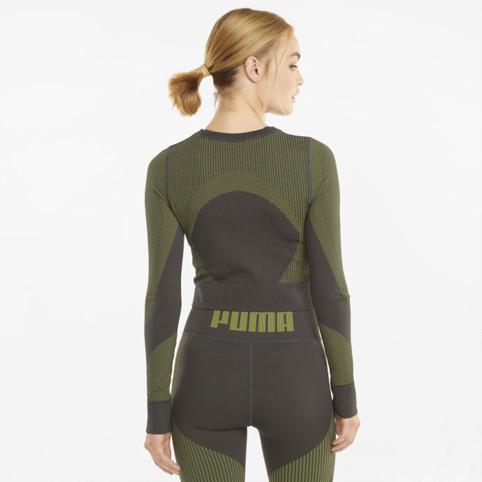 T-shirt D'entraînement Ajusté à Manches Longues Sans Couture Puma Canada Lueur Jaune Asphalte Pour Femme