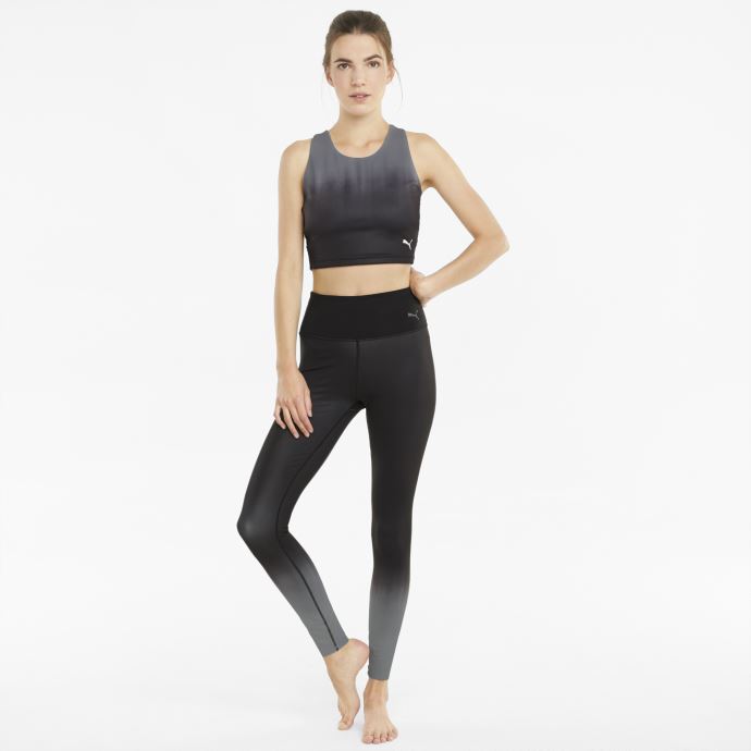 Puma Canada Black-asphalt-ombre Print Studio Ombre Haut Court D'entraînement Pour Femmes à Dos Nageur
