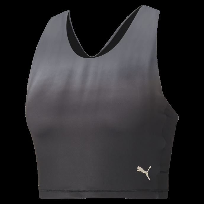 Puma Canada Black-asphalt-ombre Print Studio Ombre Haut Court D'entraînement Pour Femmes à Dos Nageur
