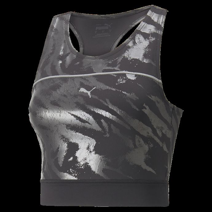 Puma Canada Noir-aop Q1 Débardeur De Course Court Pour Femmes Haute Brillance
