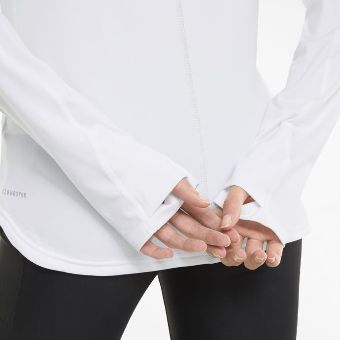 Puma Canada Blanc Cloudspun Marathon Haut De Course à Manches Longues Pour Femmes