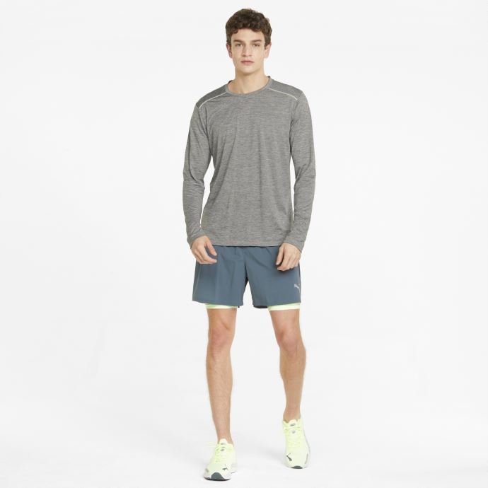 Puma Canada T-shirt De Course à Manches Longues Gris Chiné Pour Hommes
