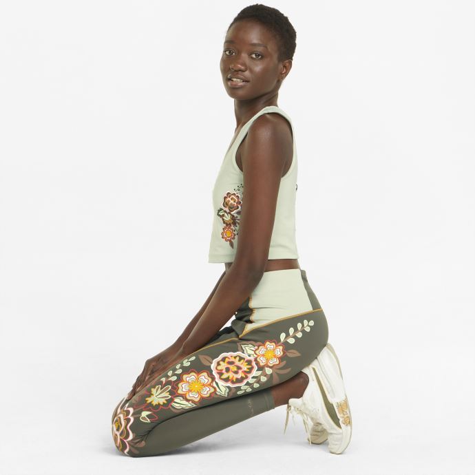 Puma Canada X Frida Kahlo 7-8 Legging D'entraînement Pour Femme Vert Mousse
