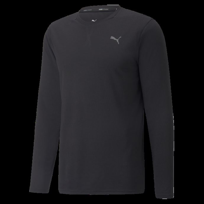 Puma Canada Studio T-shirt D'entraînement à Manches Longues Gaufré Pour Hommes Noir
