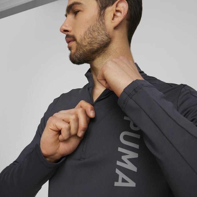 Puma Canada Fit Polyspan Demi-zip T-shirt D'entraînement à Manches Longues Hommes Noir