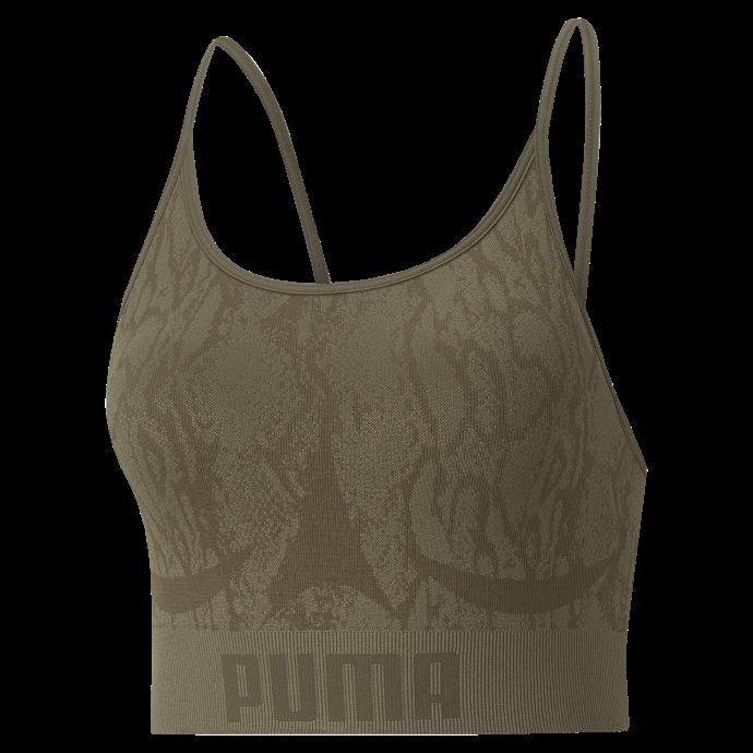 Puma Canada Soutien-gorge D'entraînement Long Sans Coutures Formknit Femmes Imprimé Serpent Olive Foncé
