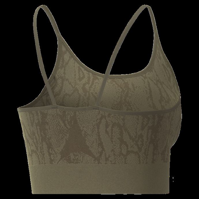 Puma Canada Soutien-gorge D'entraînement Long Sans Coutures Formknit Femmes Imprimé Serpent Olive Foncé

