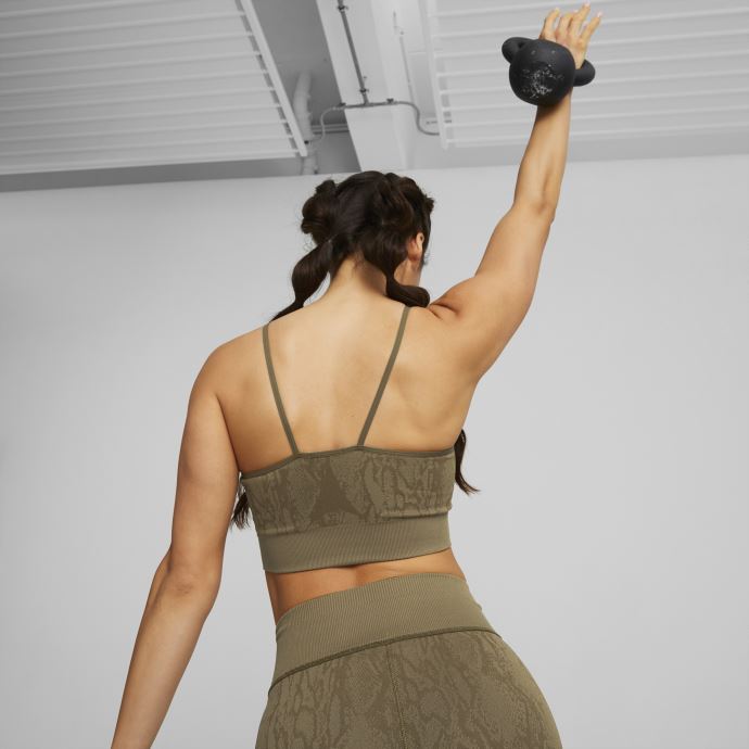 Soutien-gorge D'entraînement Long Sans Couture Formknit Femme Imprimé Serpent Olive Profond Puma Canada