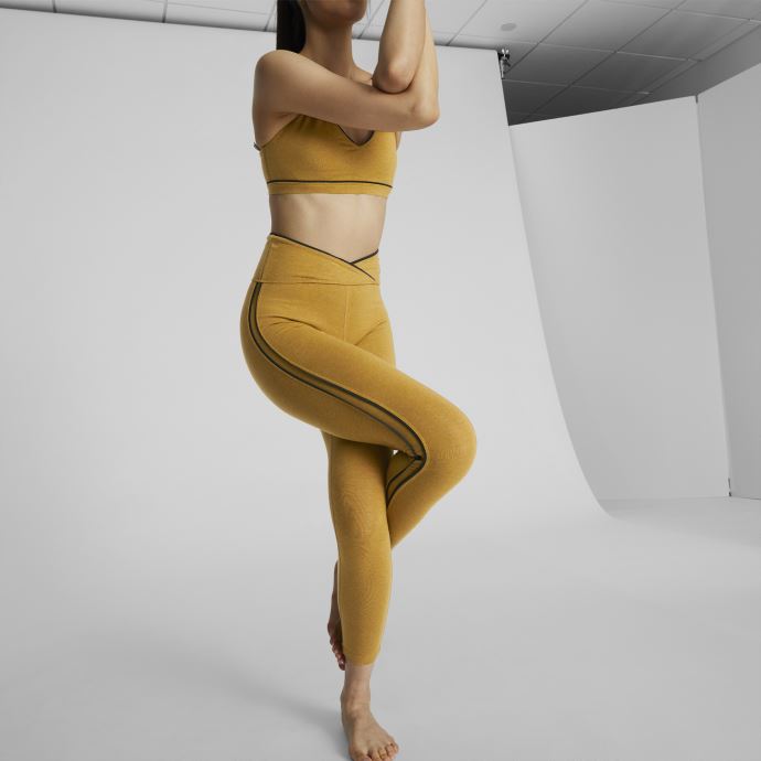 Puma Canada Desert Tan Heather Exhale Collants D'entraînement Taille Croisée Pour Femmes