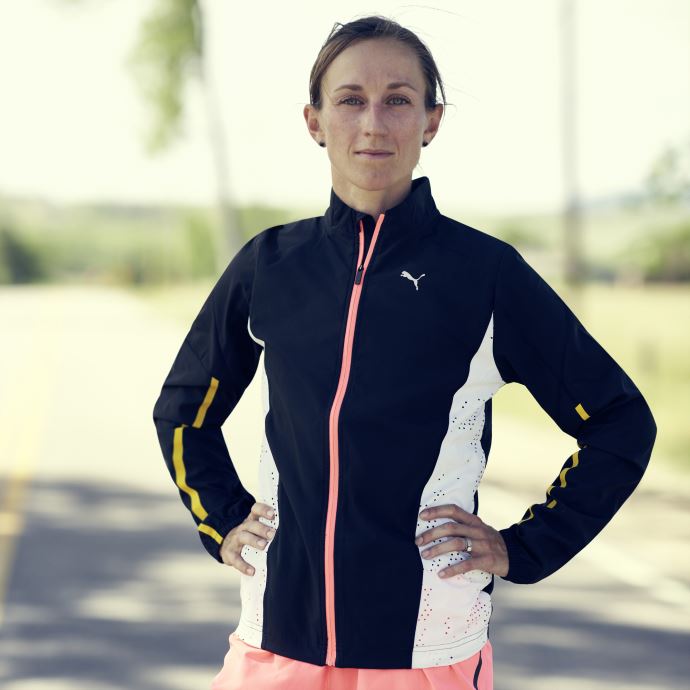 Veste De Course Tissée Puma Canada Run Ultraweave S Noir Et Blanc Femme
