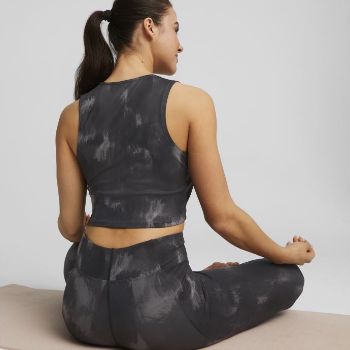 Puma Canada Débardeur Court D'entraînement Pour Femme Imprimé Trait De Peinture Noir