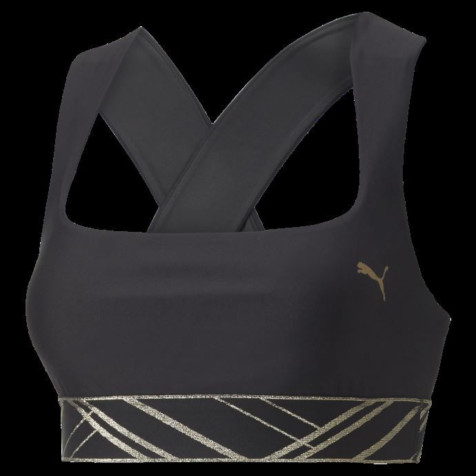 Noir-déco Glam Soutien-gorge D'entraînement Puma Canada Mid Impact Deco Glam Femmes
