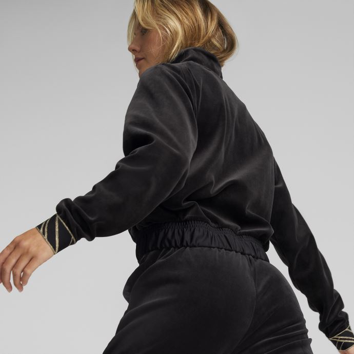 Puma Canada Deco Glam Velour Full-zip Training Jacket Femme Noir