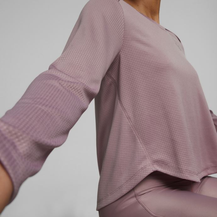 Puma Canada Studio Waffle Sweat D'entraînement à Manches Longues Femmes Raisin Pâle