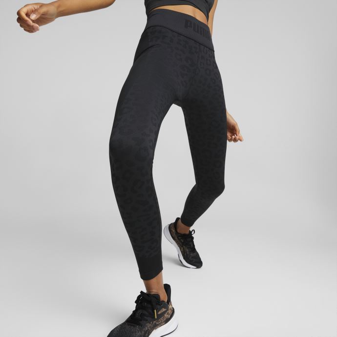 Noir-léopard Imprimé Puma Canada Formknit Sans Couture Taille Haute 7-8 Longueur Formation Collants Femmes