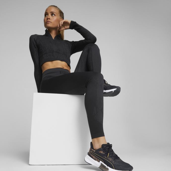 Collants D'entraînement Formknit Taille Haute Sans Coutures Pour Femmes Longueur 7-8 Puma Canada Imprimé Serpent Noir
