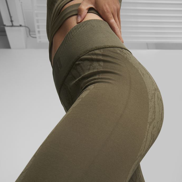 Puma Canada Deep Olive-snake Print Formknit Sans Couture Taille Haute 7-8 Longueur Collants D'entraînement Femmes