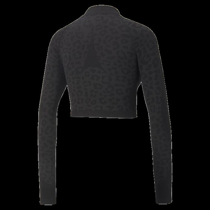 Puma Canada Sweat-shirt D'entraînement Court Sans Coutures à Imprimé Léopard Noir 1-4 Zip Femmes
