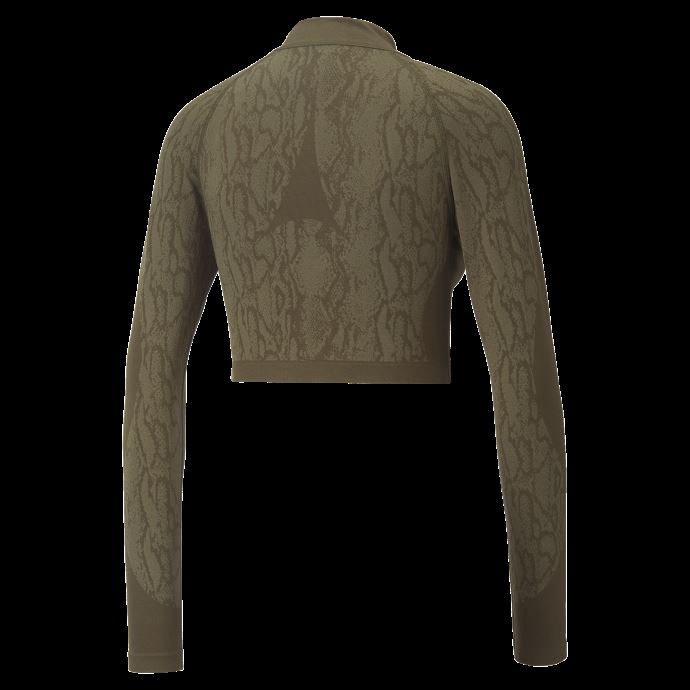 Sweat-shirt Court D'entraînement Zippé 1-4 Zip Puma Canada à Imprimé Serpent Olive Foncé Pour Femmes
