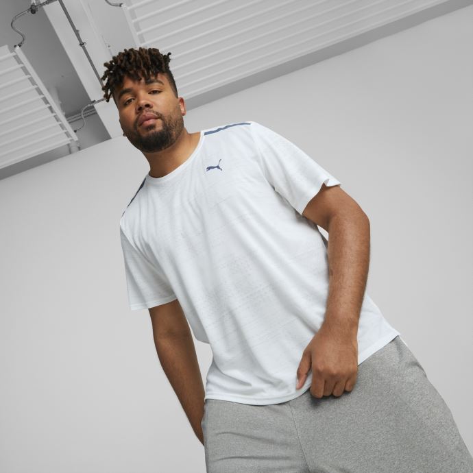 Puma Canada Jacquard T-shirt D'entraînement Pour Hommes à Manches Courtes Blanc
