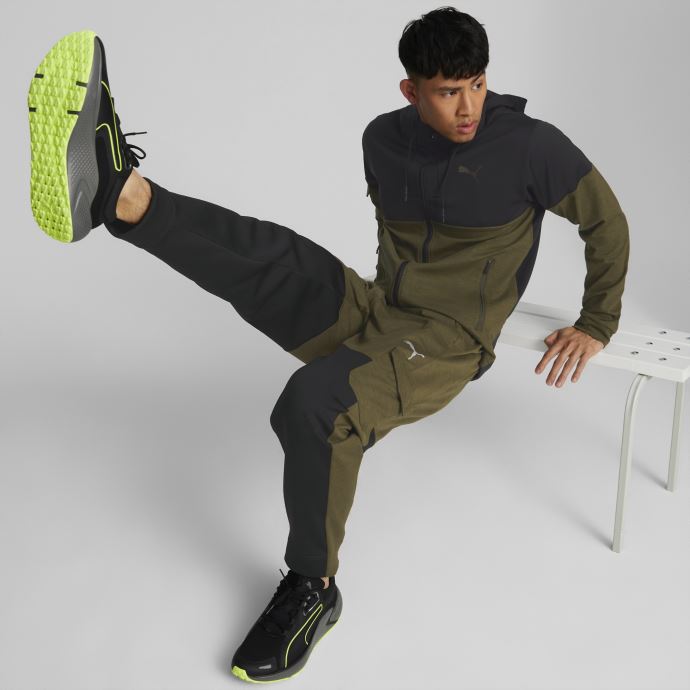 Pantalon D'entraînement Puma Canada Q4 Cloudspun Hommes Olive Profonde Chiné-noir
