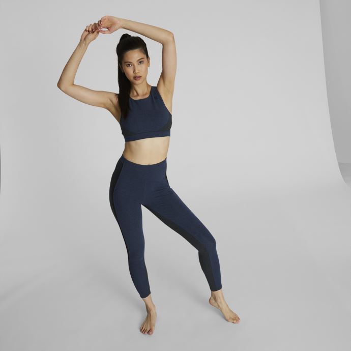 Soutien-gorge De Sport Puma Canada Exhale Training Color Block Bleu Marine-noir-bloc De Couleur Pour Femmes
