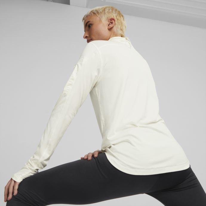 Puma Canada Run Cloudspun Chemise De Course à Col Haut Et Manches Longues Pour Femmes Immaculé Chiné