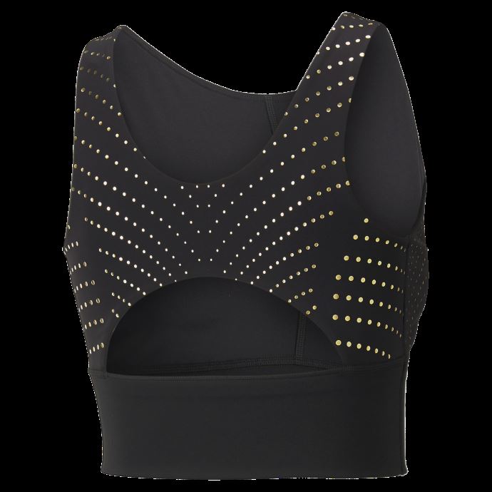 Soutien-gorge De Sport Graphique Puma Canada Forever Luxe à Imprimé Or Noir Métallisé Femmes
