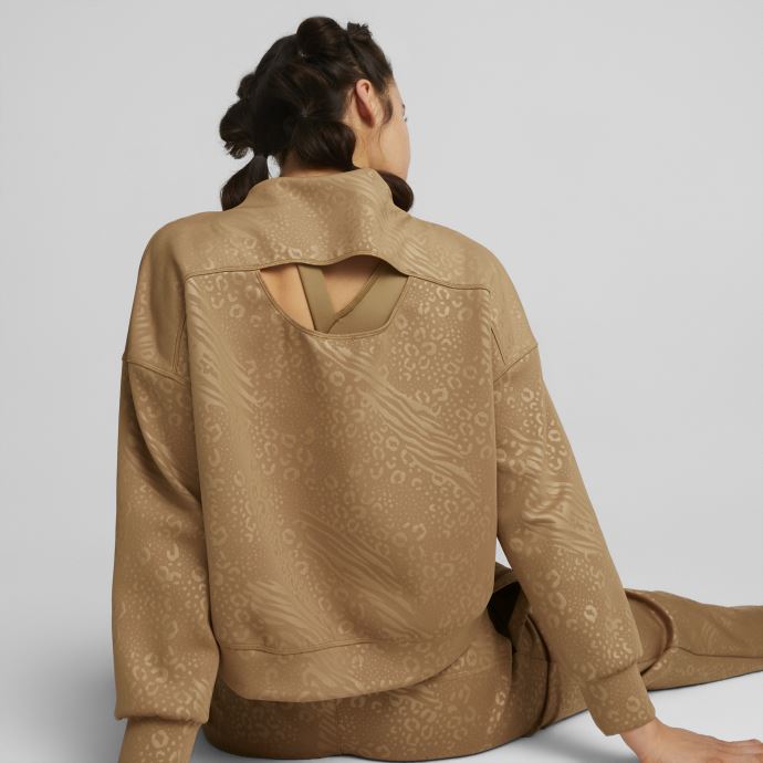 Sweat-shirt D'entraînement Pour Femme à Col Rond En Relief Fashion Luxe Puma Canada Desert Tan