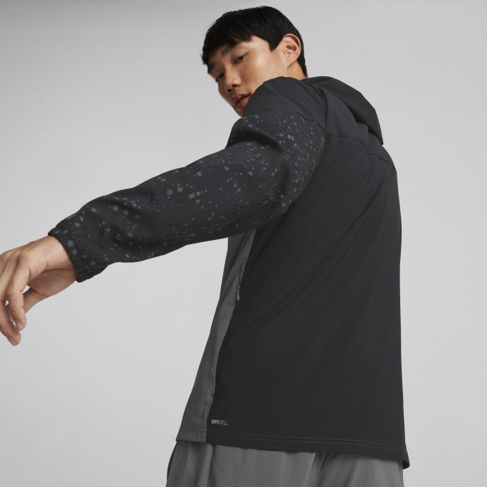 Veste De Course Tissée Imprimée Réfléchissante Hommes Puma Canada Castlerock-noir
