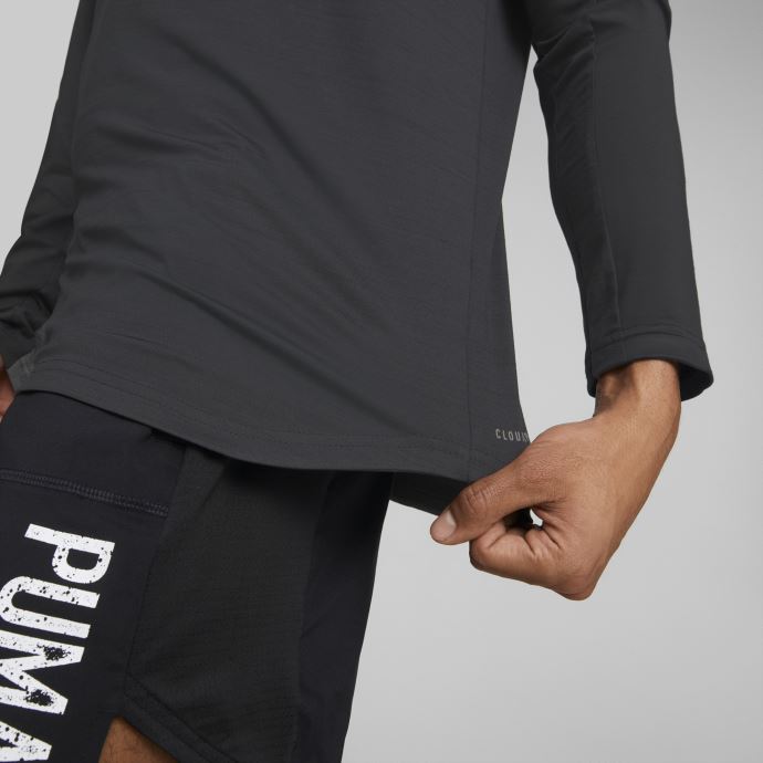 Noir Chiné Cloudspun T-shirt De Course à Manches Longues Hommes Puma Canada