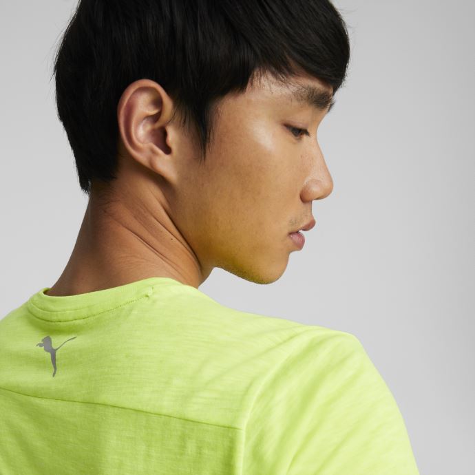 Puma Canada Performance Logo T-shirt De Course à Manches Courtes Hommes Lime Squeeze