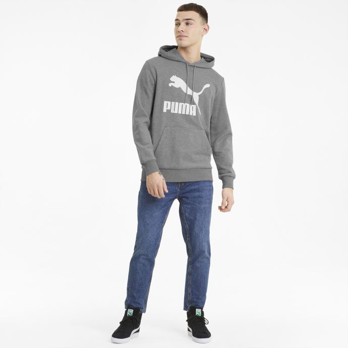 Sweat à Capuche Logo Puma Canada Gris Moyen Heather Classics Pour Hommes
