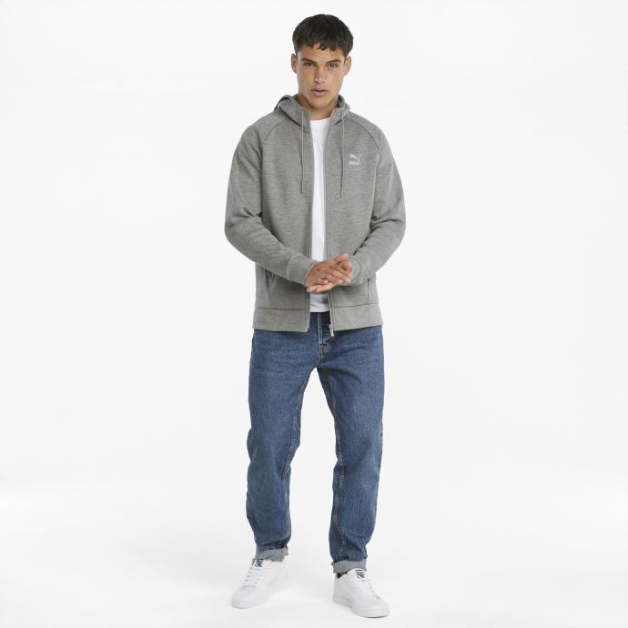 Sweat à Capuche Puma Canada Gris Moyen Heather Classics Tech Full-zip Pour Homme
