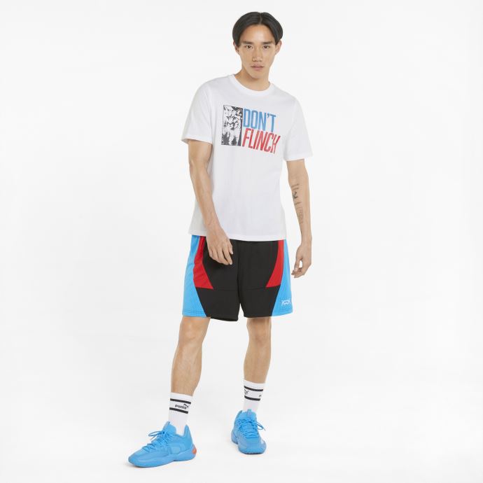 T-shirt De Basketball Puma Canada Qualificatif Blanc à Manches Courtes Pour Hommes
