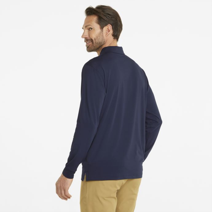 Bleu Marine Blazer-evening Sky Puma Canada Cloudspun Polo De Golf à Manches Longues Hommes