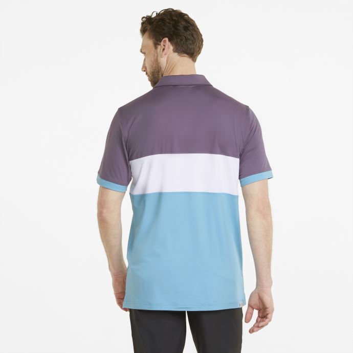 Polo De Golf Pour Homme Puma Canada Cloudspun Highway Violet Anthracite Poussiéreux Aqua