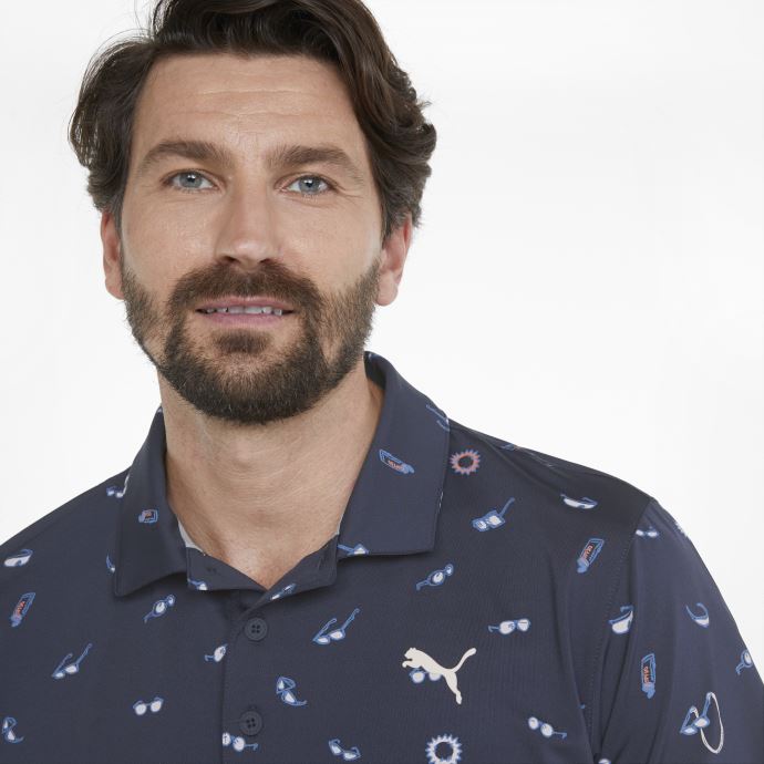 Polo De Golf Mattr Sunnies Pour Homme Blazer Bleu Marine-rose Craie Puma Canada
