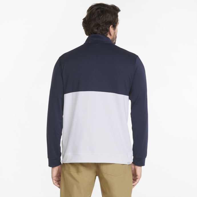 Pull De Golf Puma Canada Gamer Colorblock Quarter-zip Bleu Marine-blanc Vif Pour Homme