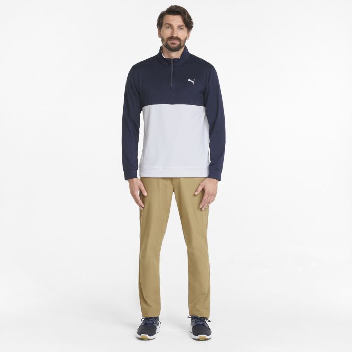 Pull De Golf Puma Canada Gamer Colorblock Quarter-zip Bleu Marine-blanc Vif Pour Homme
