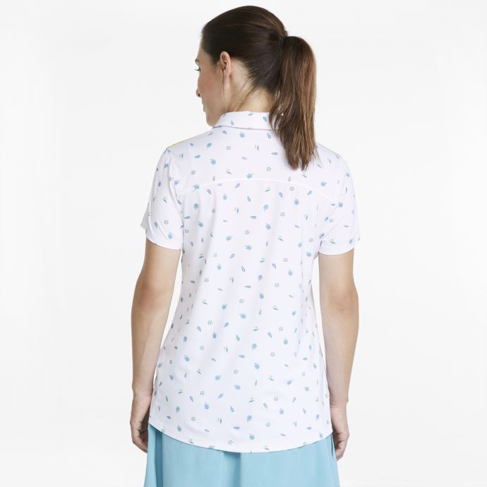 Polo De Golf Puma Canada Blanc Brillant-porcelaine Mattr Tropics Pour Femme