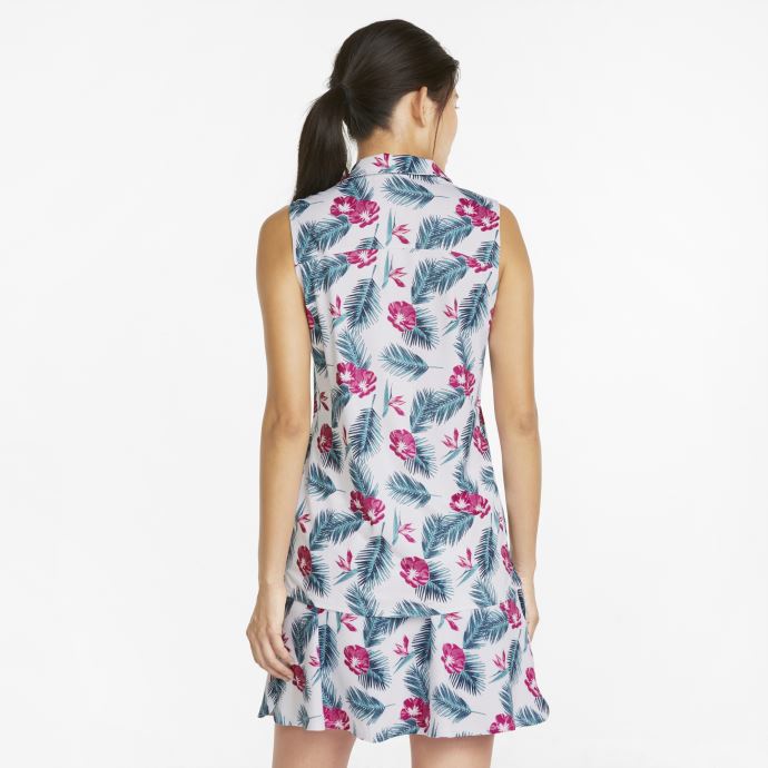 Polo De Golf Sans Manches Puma Canada Cloudspun Paradise Pour Femmes Blanc Brillant-festival Fuchsia