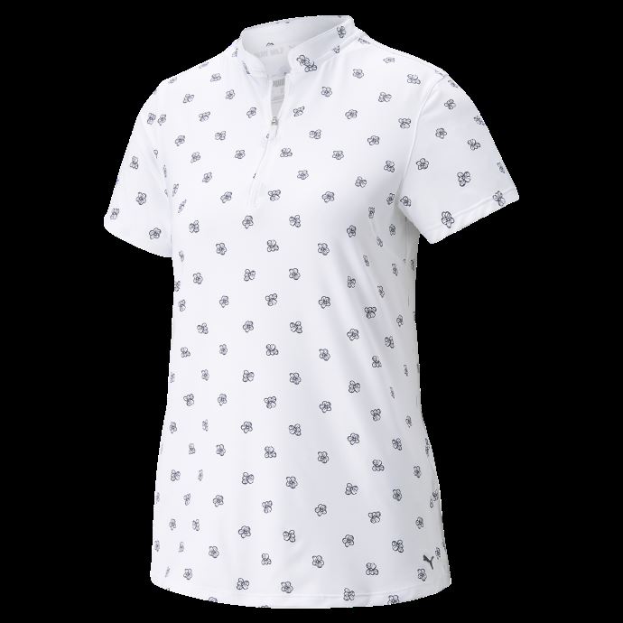 Polo De Golf Puma Canada Blazer Blanc-bleu Marine Mattr Hibiscus Pour Femme
