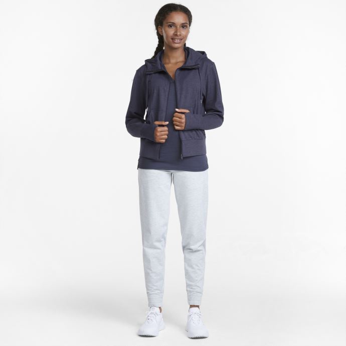Sweat à Capuche De Golf Puma Canada Cloudspun Pour Femme Bleu Marine Blazer Chiné
