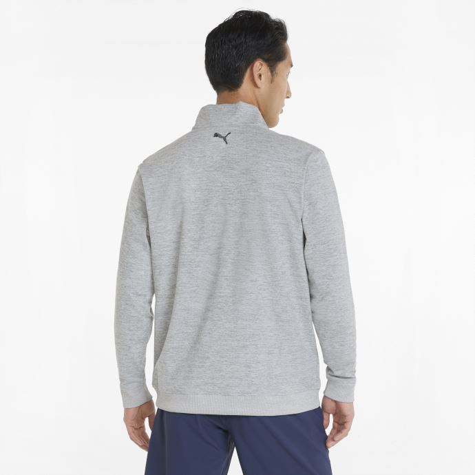 Puma Canada Ap Cloudspun Castle Chandail De Golf à Quart De Zip Pour Hommes Gris Mirage Chiné