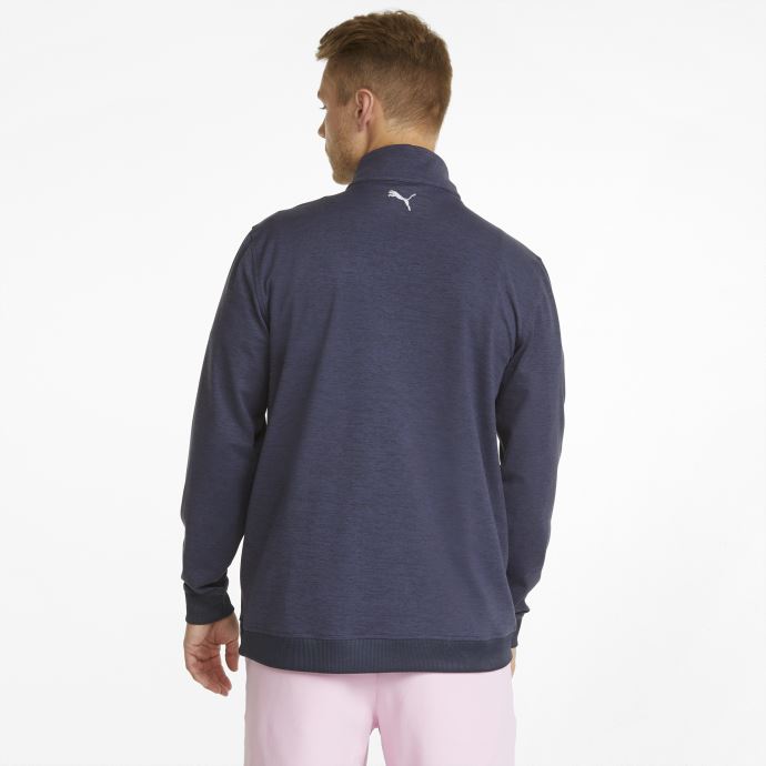 Chandail De Golf Puma Canada X Arnold Palmer Cloudspun Castle à Fermeture éclair Pour Homme Blazer Bleu Marine Chiné