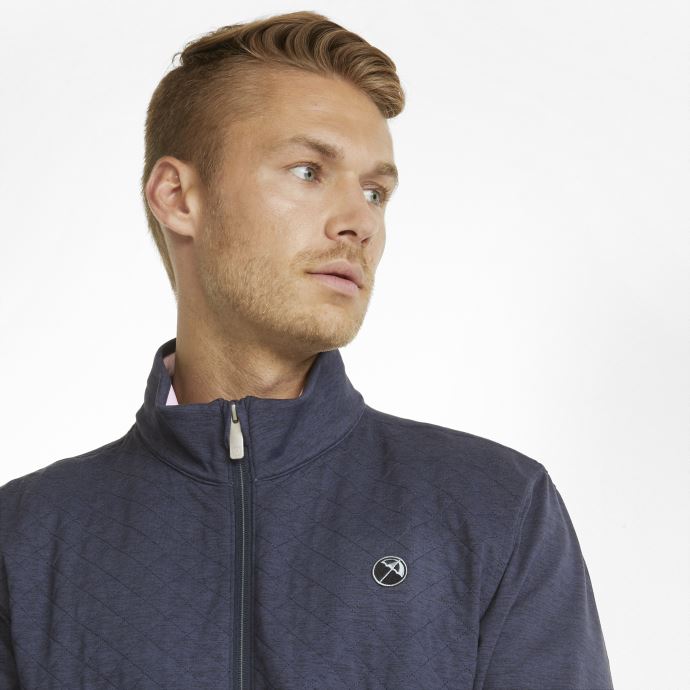 Chandail De Golf Puma Canada X Arnold Palmer Cloudspun Castle à Fermeture éclair Pour Homme Blazer Bleu Marine Chiné
